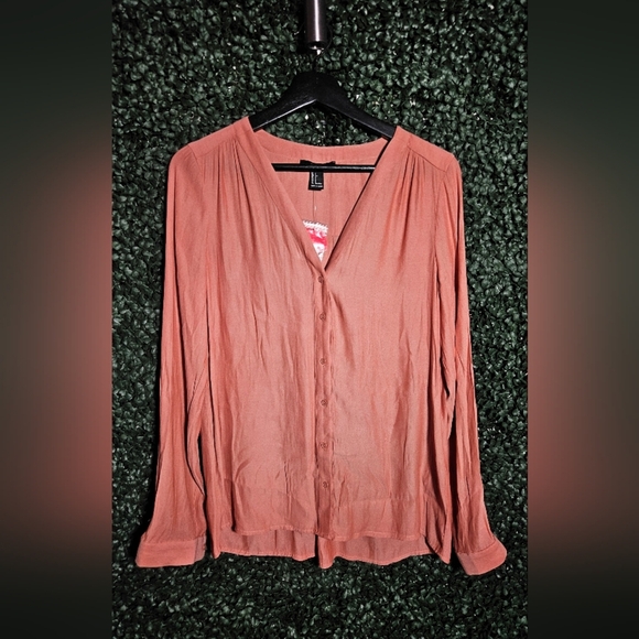 Tops - Women's V-Neck Blouse - Pink